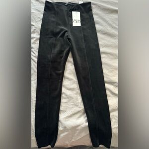 Zara Luxe Black faux suede Trousers